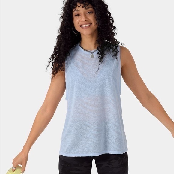 Halara Round Neck Sleeveless Jacquard Plain Sports Top Size Medium - Picture 1 of 4